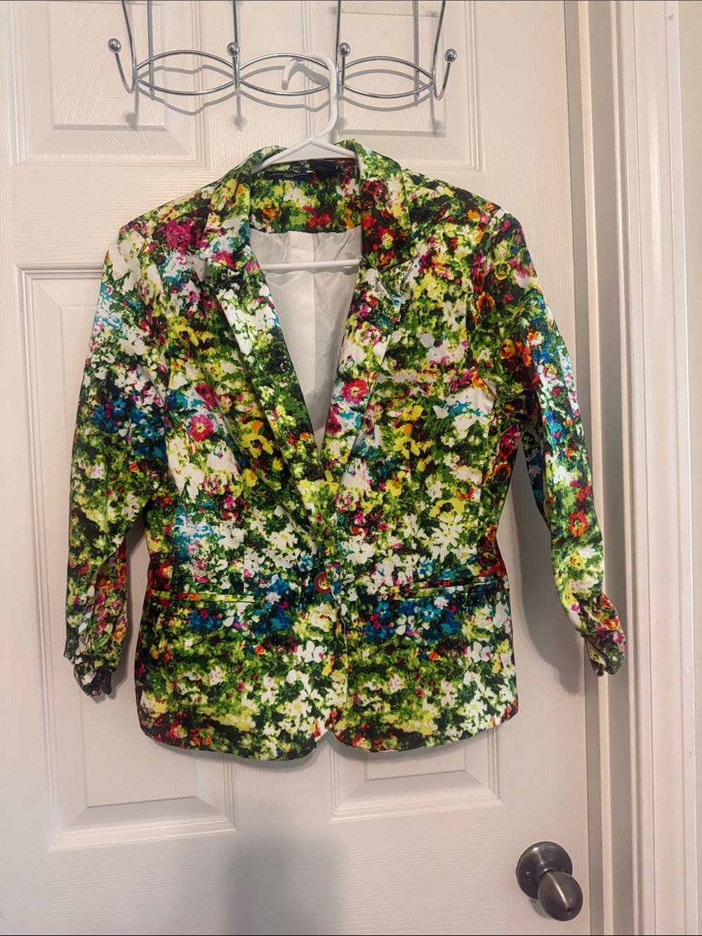 Notations Green Multicolor Floral Blazer Petite Large
